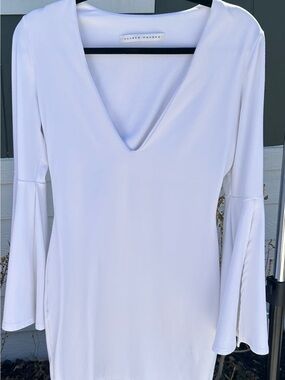 Susana Monaco white Deep V Bell Sleeve dress